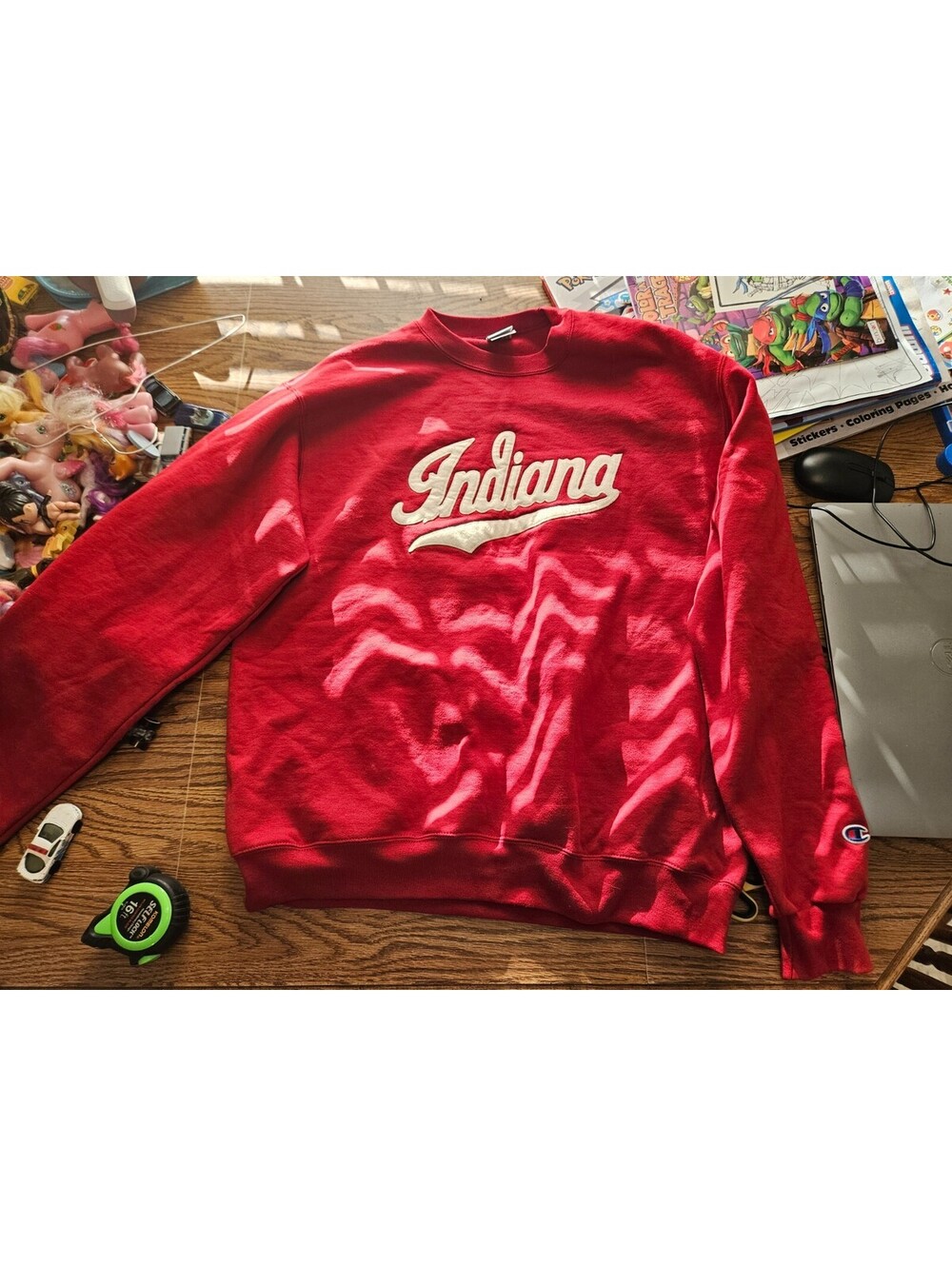 Men's Indiana Hoosiers Retro Sweatshirt Champion Long Sleeve Size Large